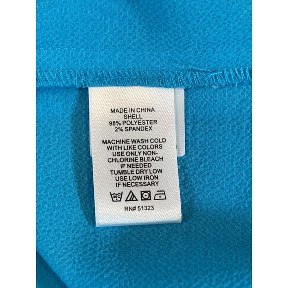 CeCe Womens Cold Shoulder Blouse Top Round Neck Keyhole Back Aqua Blue Size M - Picture 7 of 7